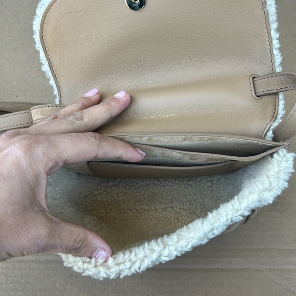 YSL Suede Shearling Small Kaia Satchel - Picture 7 of 8